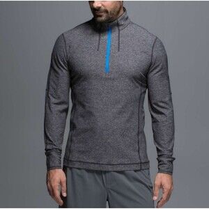 Lululemon Sweat Session 1/2 Zip Silver In Heathered Black / Cornflower Athletic